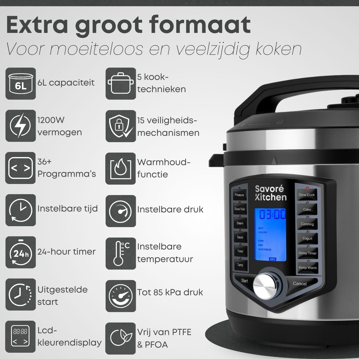 Savoré Kitchen Pressure Cooker 6L – 10-in-1