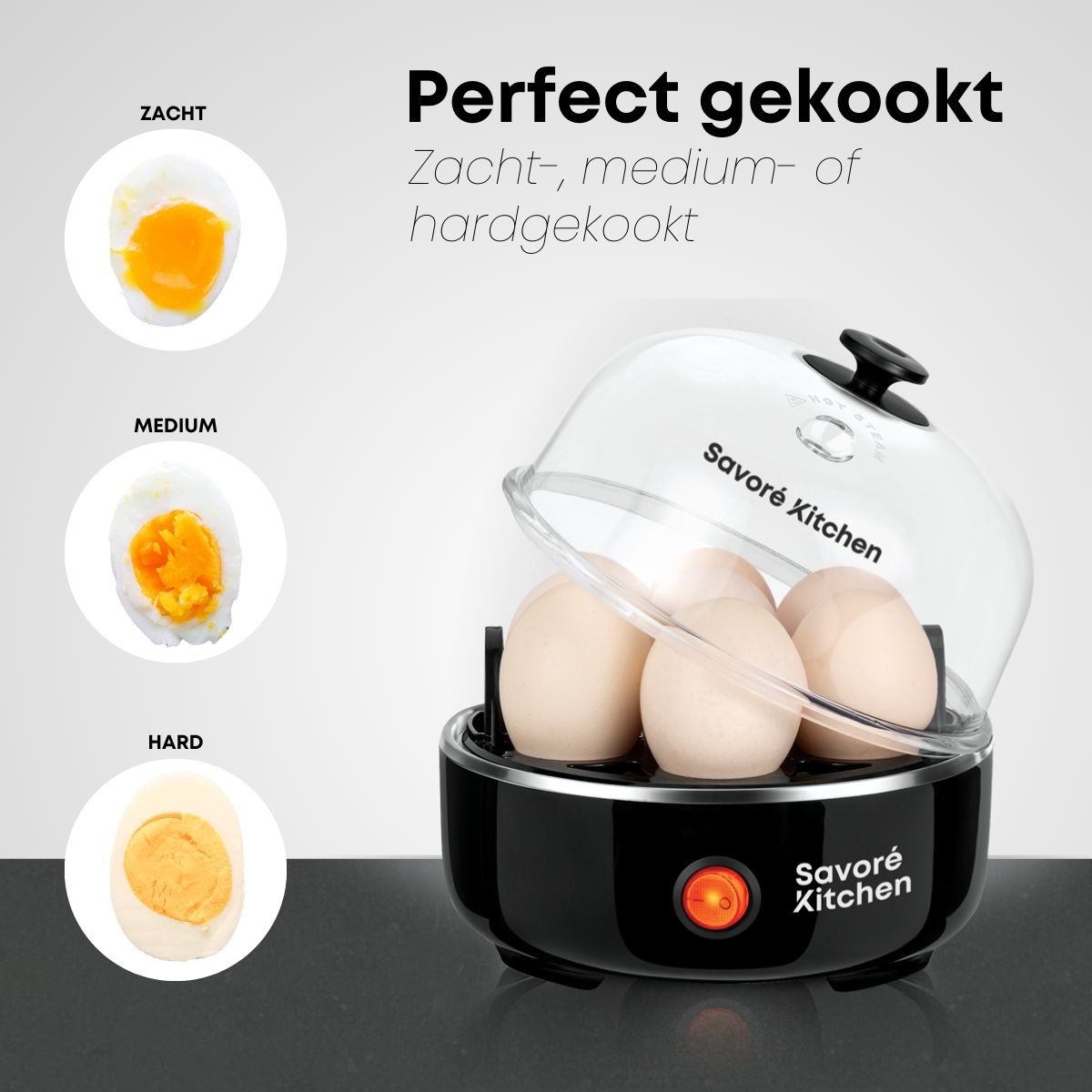3-in-1 eierkoker: eieren koken, pocheren en omelet maken