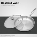 Glazen deksels geschikt voor Savoré Kitchen RVS koekenpannen (20/24/28 cm)