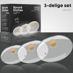 Savoré Kitchen glazen dekselset 20, 24 en 28 cm in verpakking