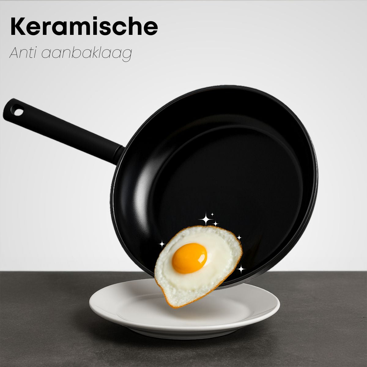 Keramische koekenpan 28 cm met anti-aanbaklaag voor eenvoudig bakken