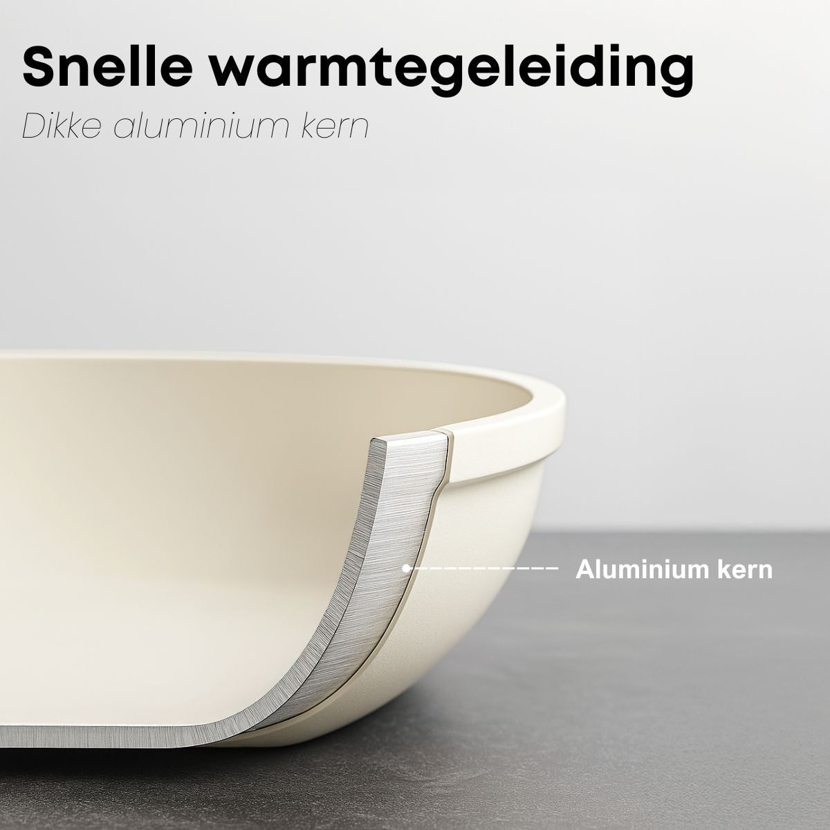 Keramische koekenpan met aluminium kern voor snelle en gelijkmatige warmtegeleiding