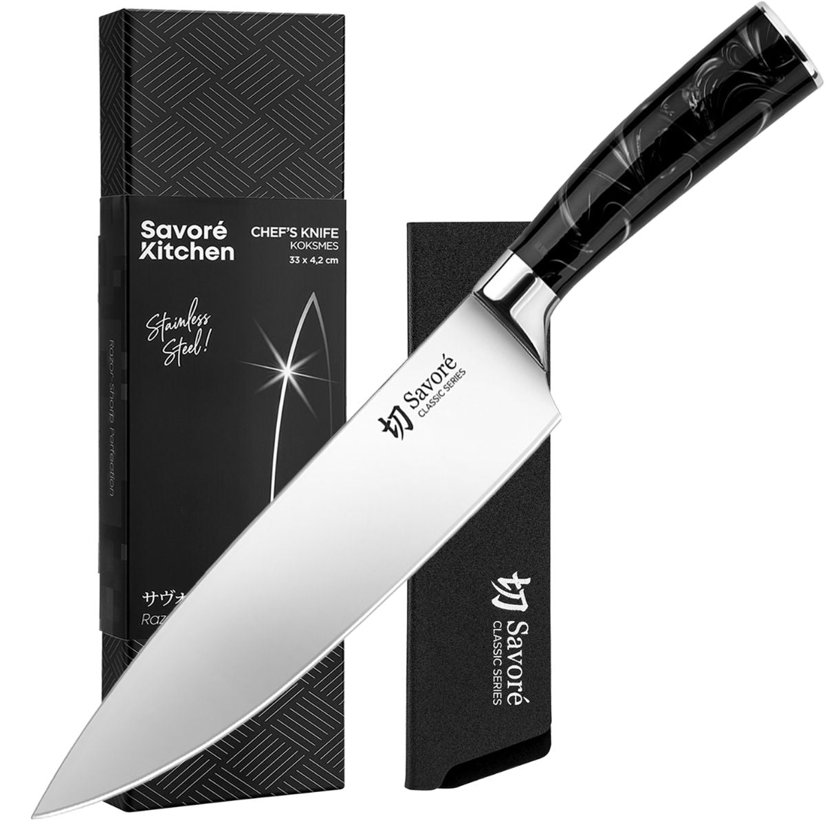 Savoré Kitchen koksmes (chef’s knife) van roestvrij staal met luxe verpakking
