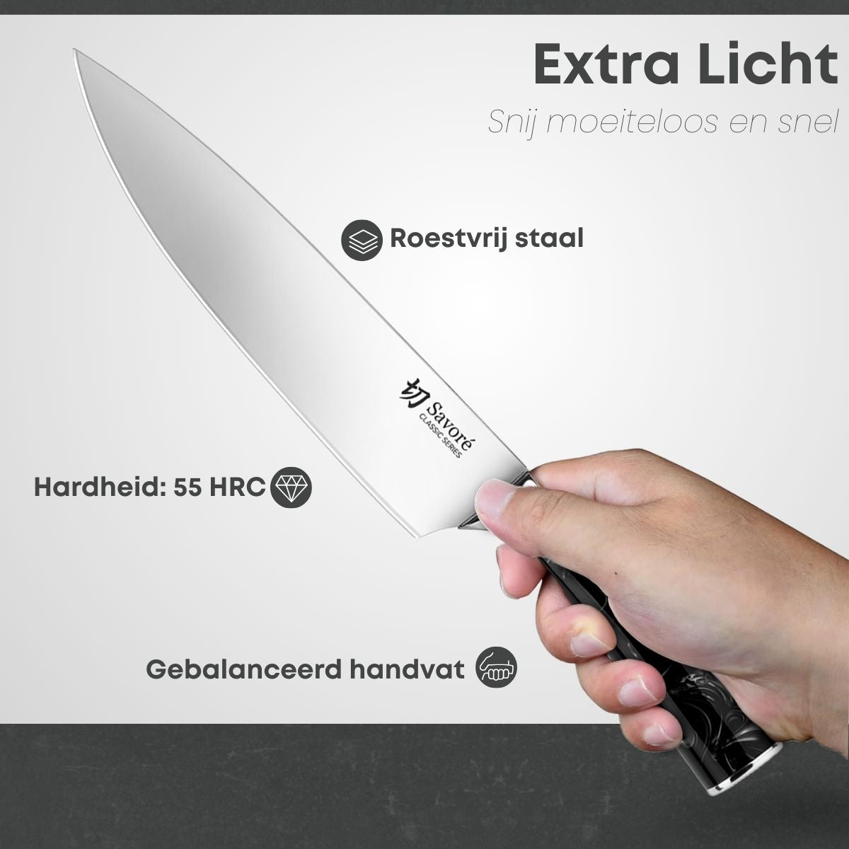 Lichtgewicht koksmes met gebalanceerd handvat voor moeiteloos snijden