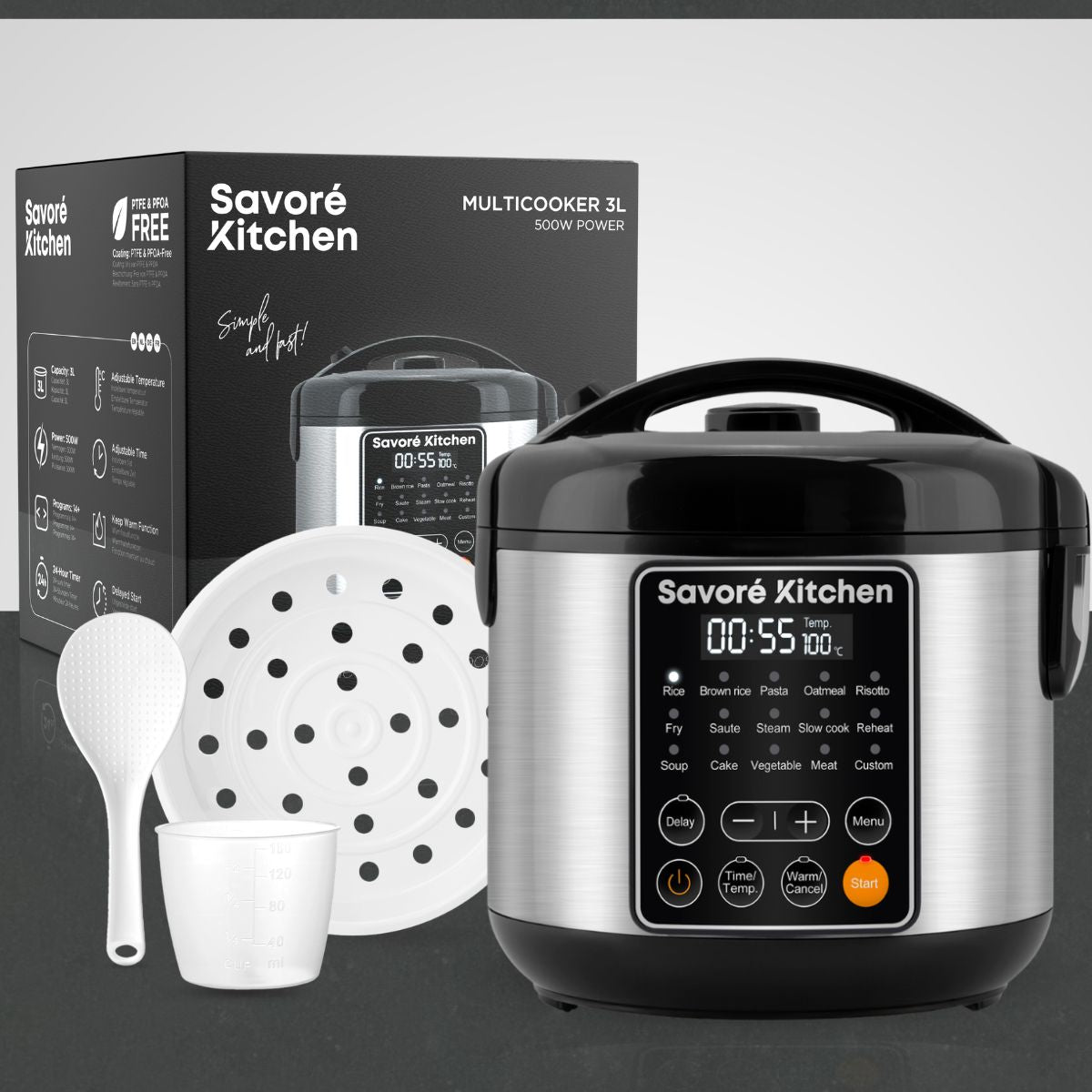 Savoré Kitchen Multicooker 3L – 6-in-1 met 14 programma's