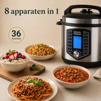 Savoré Kitchen Pressure Cooker met 8 apparaten in 1 en 36 functies, met havermout, rijst, pasta en bonenstoof