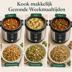 Savoré Kitchen Pressure Cooker voor gezonde weekmaaltijden, met quinoasalade, farrosalade en gerstsalade als 3-daagse meal prep