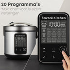 Savoré Kitchen Multicooker 5L – 20 programma’s, perfecte rijst, 24u timer