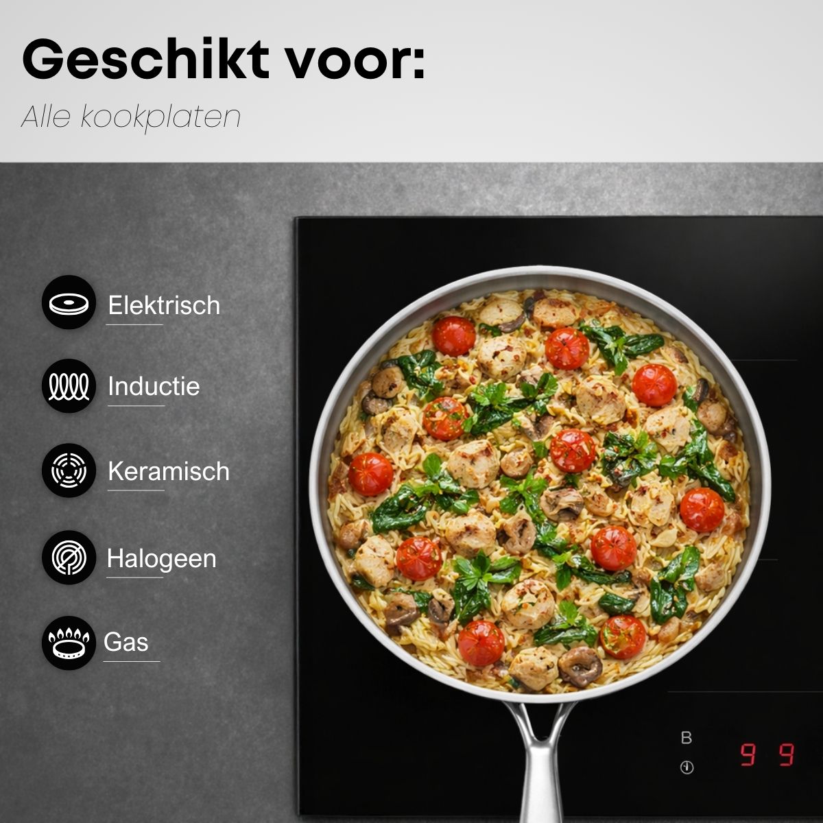 Savoré Kitchen RVS hapjespan 28 cm geschikt voor inductie, gas, elektrisch, keramisch en halogeen