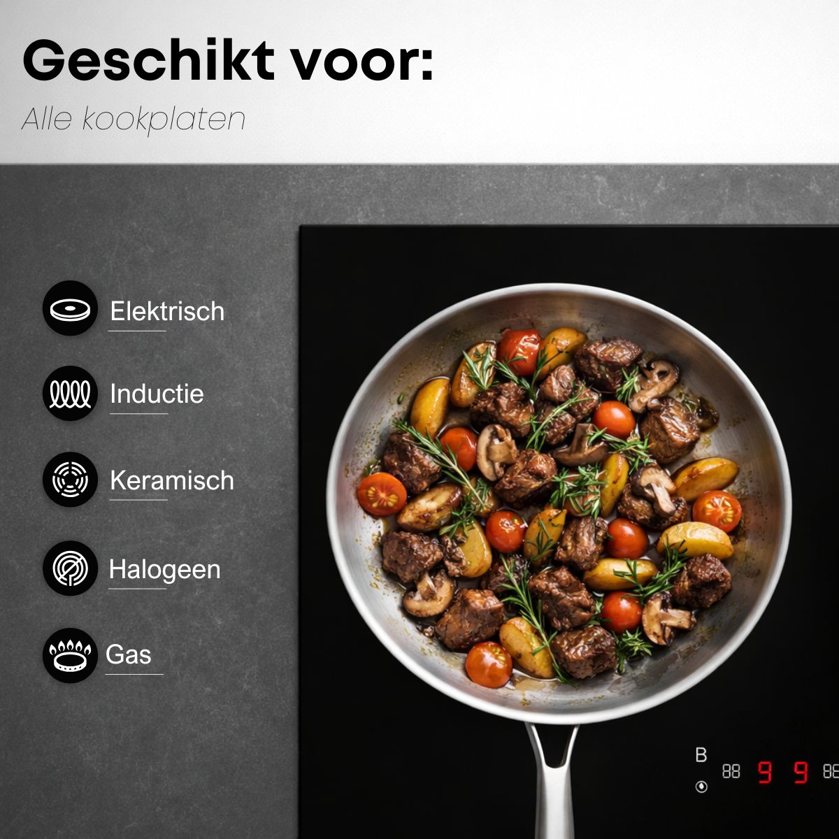 Savoré Kitchen RVS koekenpannen geschikt voor inductie, gas, keramisch en elektrisch koken