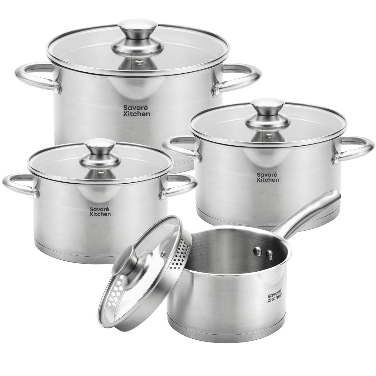 Savoré Kitchen RVS pannenset 4-delig met steelpan en kookpotten