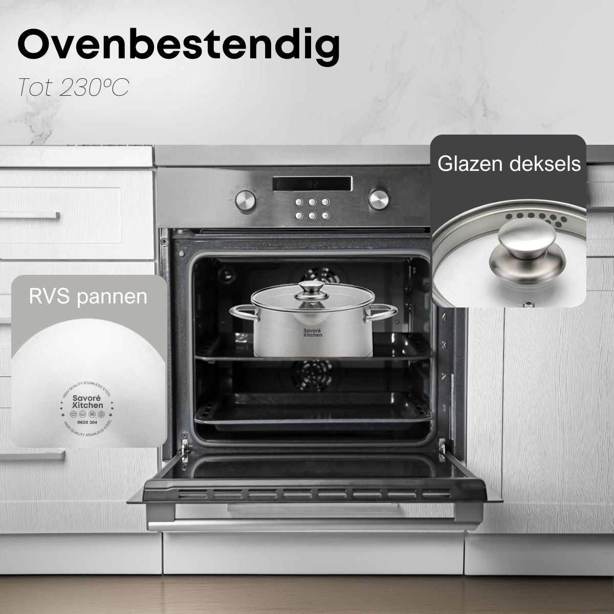 Savoré Kitchen RVS pannenset ovenbestendig tot 230°C