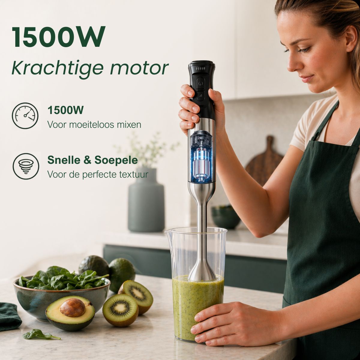 Savoré Kitchen staafmixer 1500W met krachtige motor voor soepel pureren en mixen