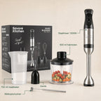 Savoré Kitchen staafmixer set 1500W met hakmolen, garde, maatbeker en complete verpakking