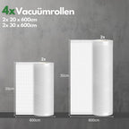 4 vacuümrollen set: 2x 20x600 cm en 2x 30x600 cm