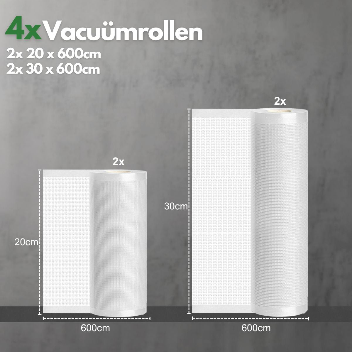 4 vacuümrollen set: 2x 20x600 cm en 2x 30x600 cm